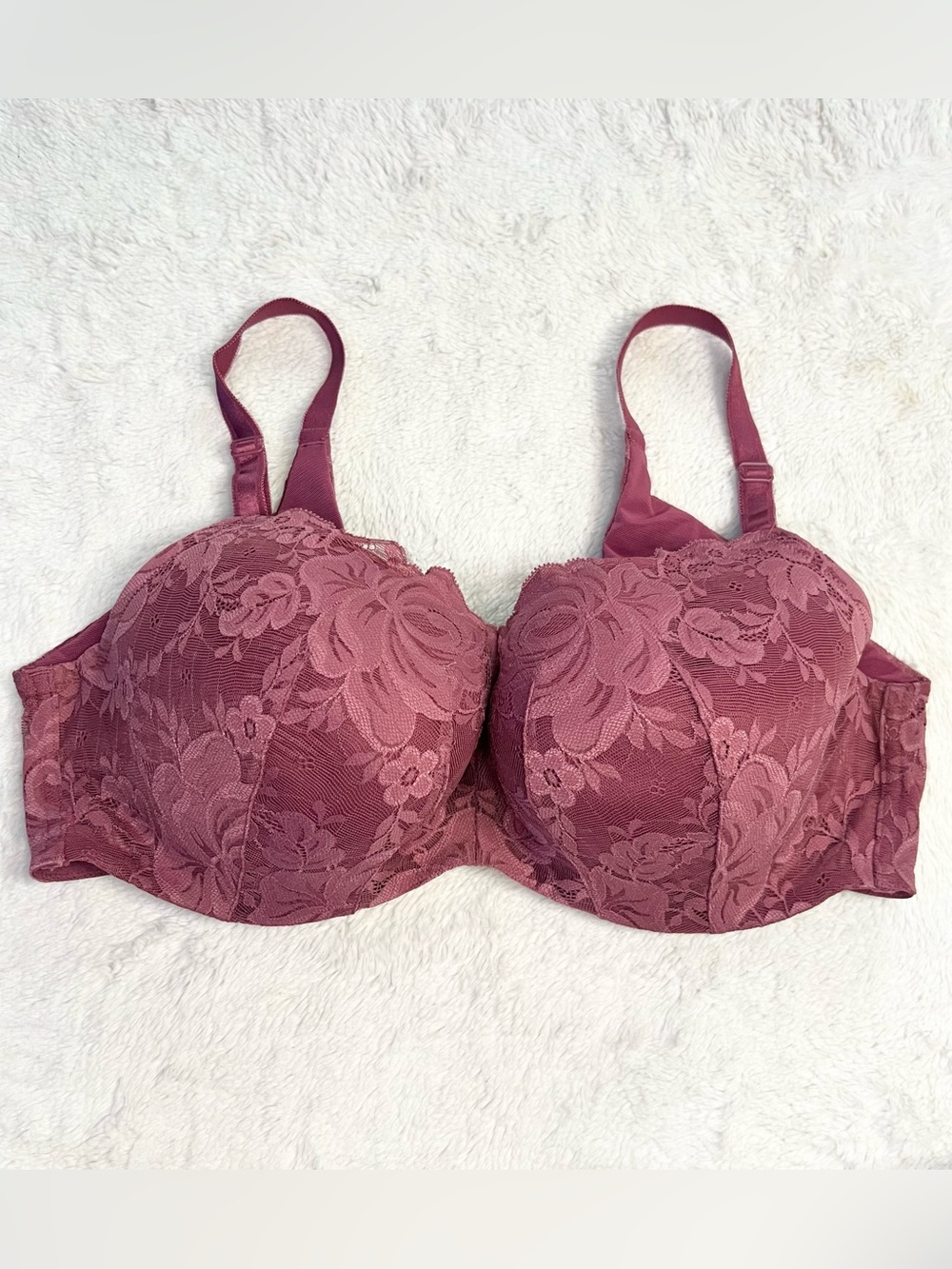 Torrid Dusty Rose Mauve Floral Lace Full-Coverage Underwire Bra Size 40DD